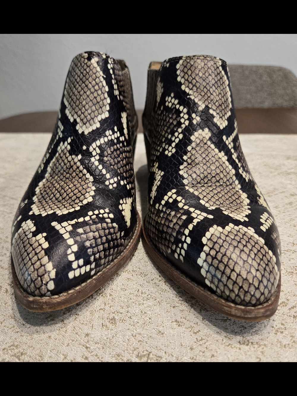 Madewell SnakePrint Leather Chelsea Ankle Boots Block Stacked heel WesternBoho 6 - Picture 3 of 8